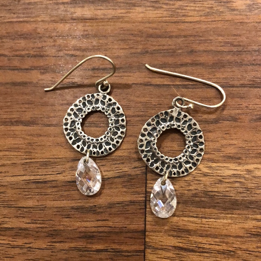 Silpada hammered silver and crystal earrings.